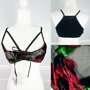 NWT Savage X Fenty Lingerie Open Bra Rose Velvet Lace Size 2X